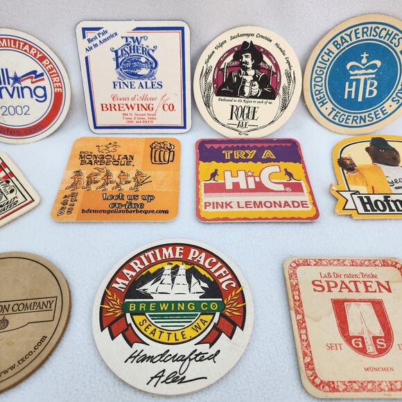 LOT Of 26 Coasters Craft Brewery Restaurant Cocktail - Leather - Slat - Paper - Picture 2 of 7